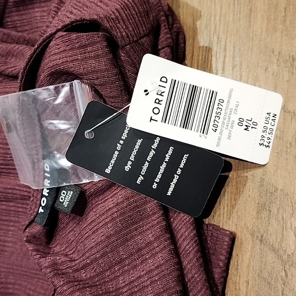 Torrid - Textured Jersey Scoop Neck Button Down Babydoll in Sassafras / Plum‌‌‌ - Picture 7 of 12